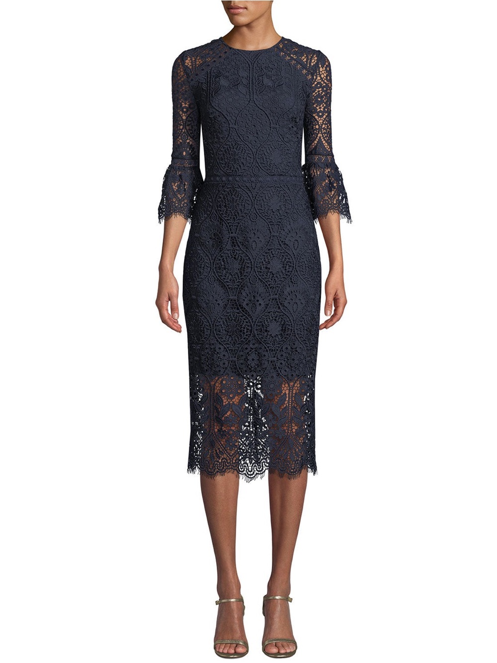 NEW NWT Shoshanna Louise Midnight Blue Lace Long Sleeve Dress size 8
